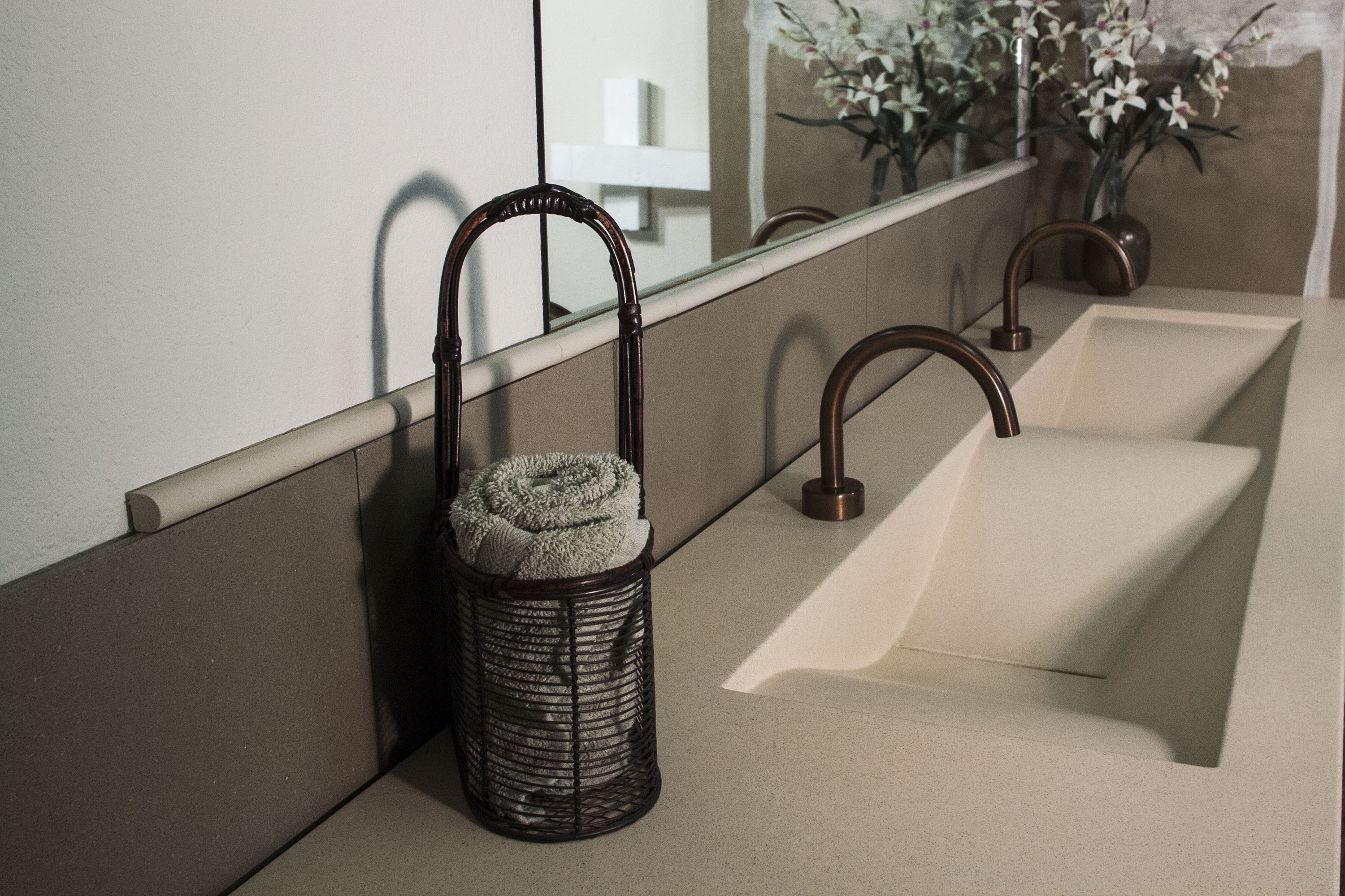 Concrete Wave Sink, N607 Truffle, with SansHands Faucet by Sonoma Forge 