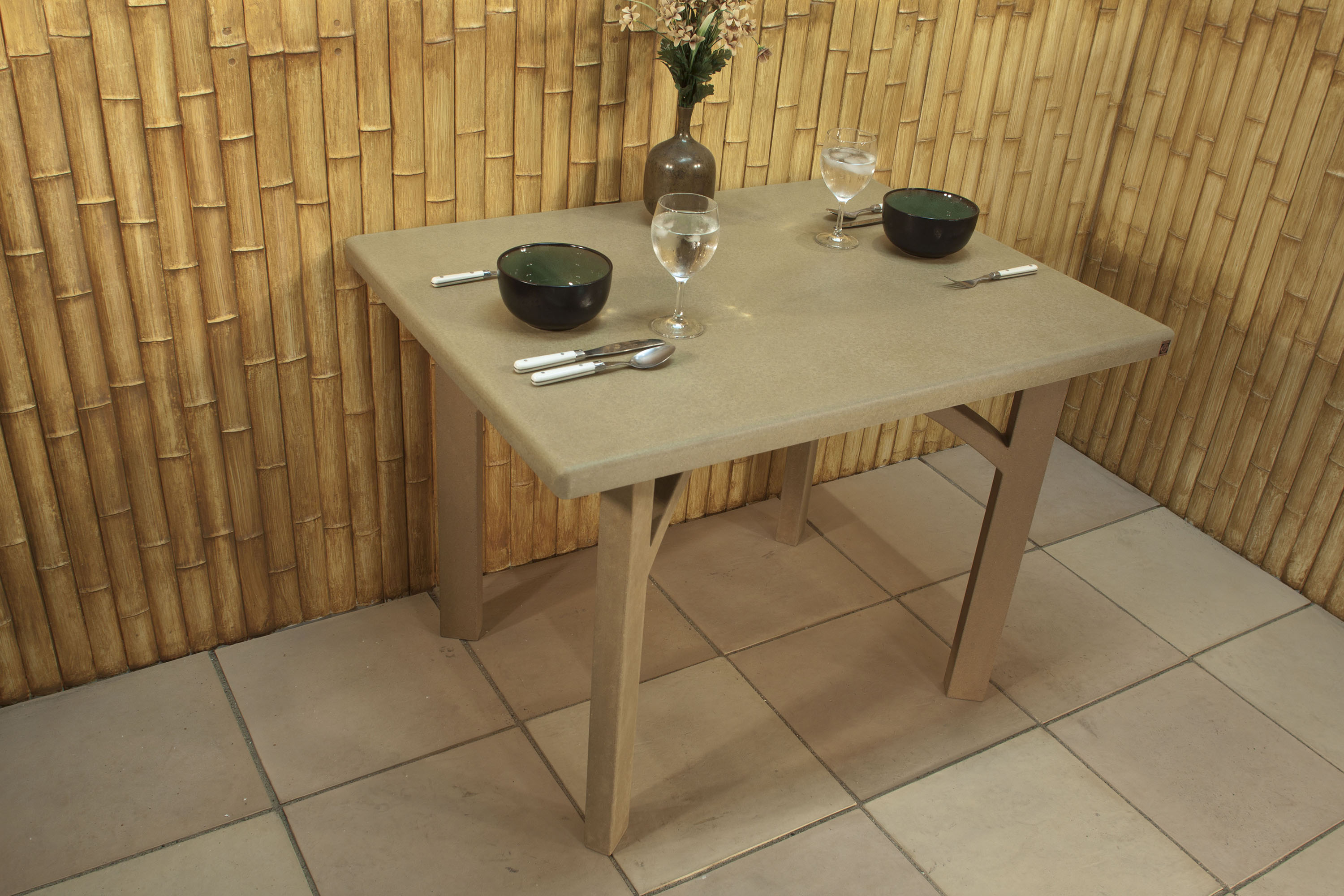 All Concrete! 'FourTop' Table & Legs, TruEdge Pavers, Bamboo Cladding
