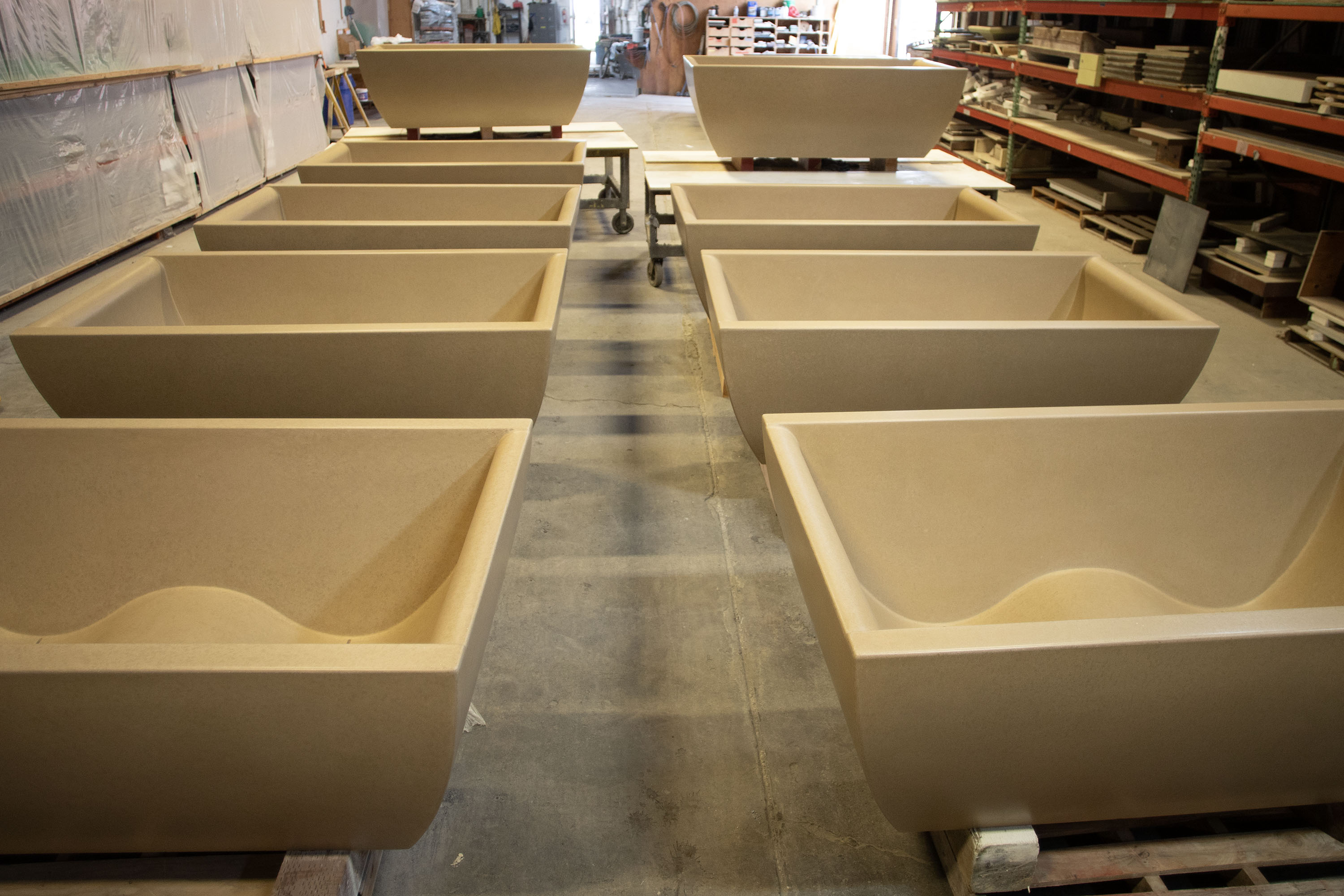 DoubleWave Concrete Soaking Tub, C611 Buckskin