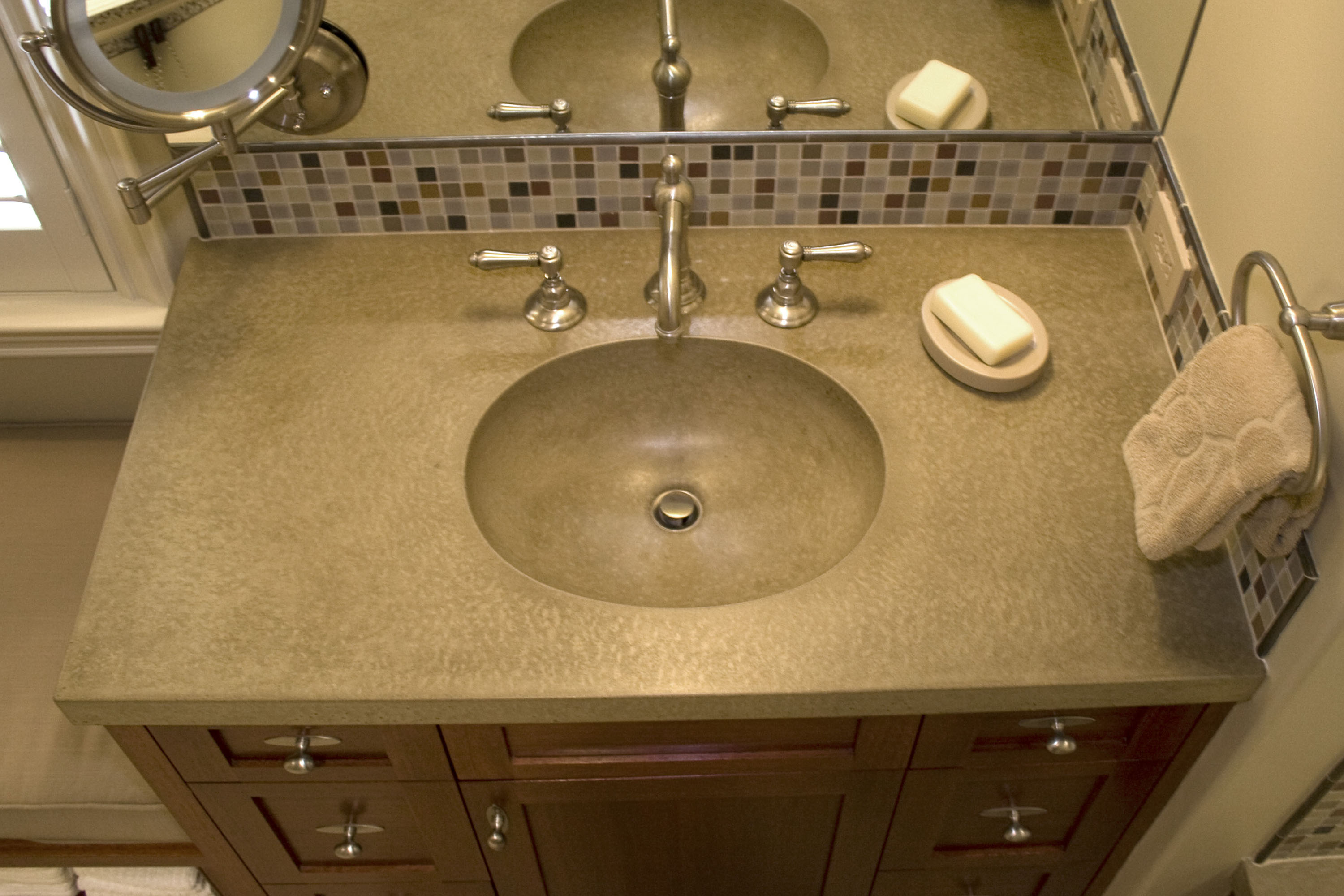Round Integrated Countertop Sink, N603 Ash 