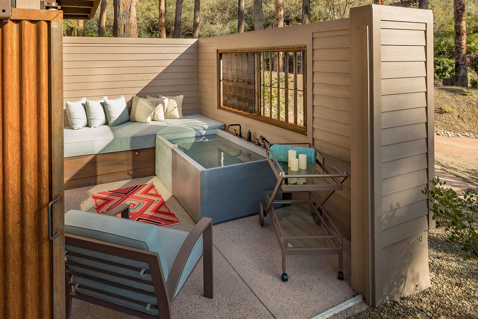 DoubleWave Urban Concrete Soaking Tub, Castle Hot Springs Resort, AZ