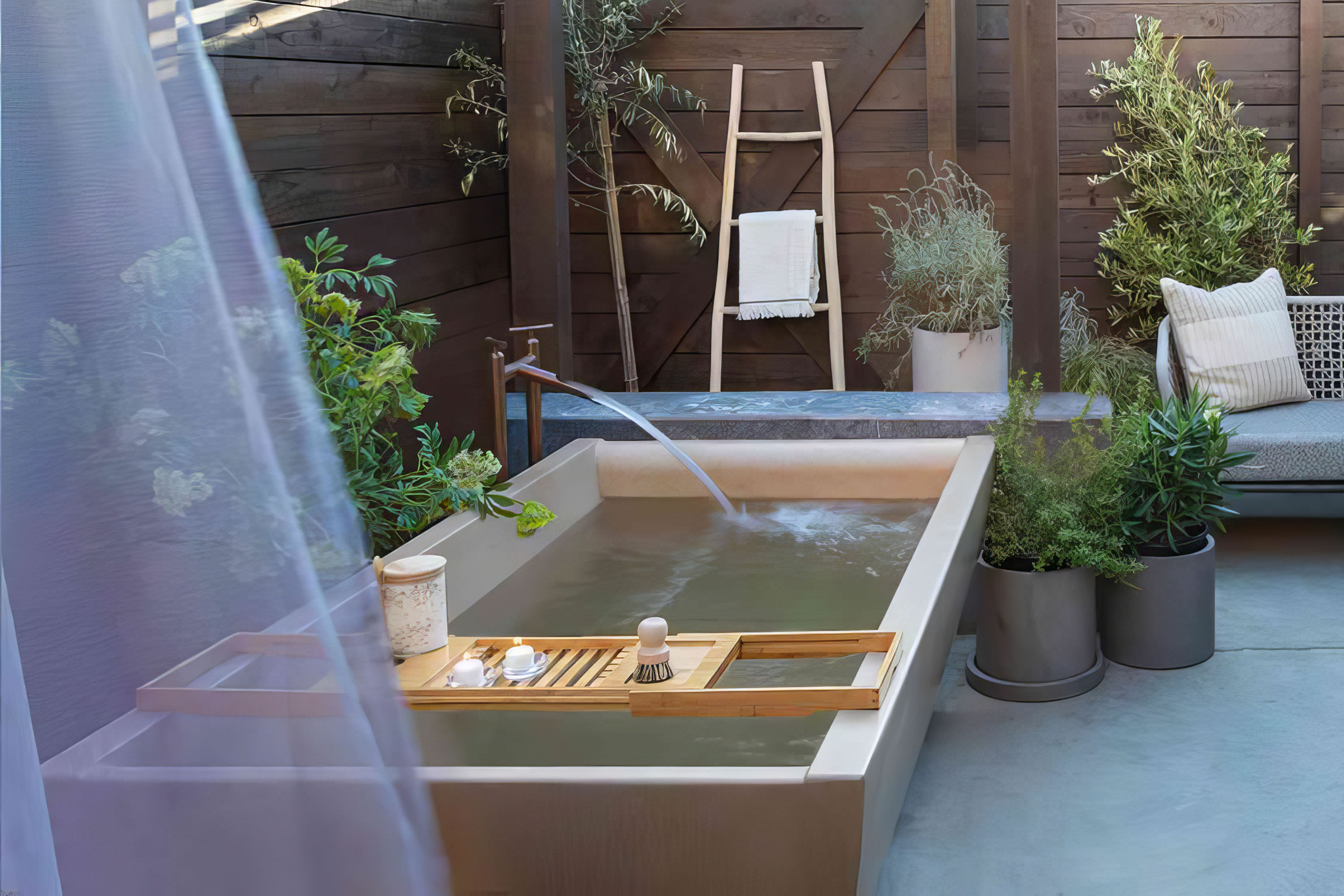 DoubleWave Concrete Soaking Tub, C607 Truffle, Lodge at Sonoma, Sonoma CA